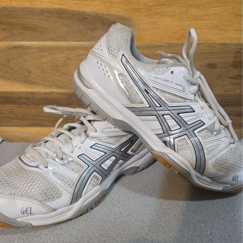 Womens Asics Volleyball Gel-Rocket Lace Up Lightweight White Shoes Size 8.5 Read